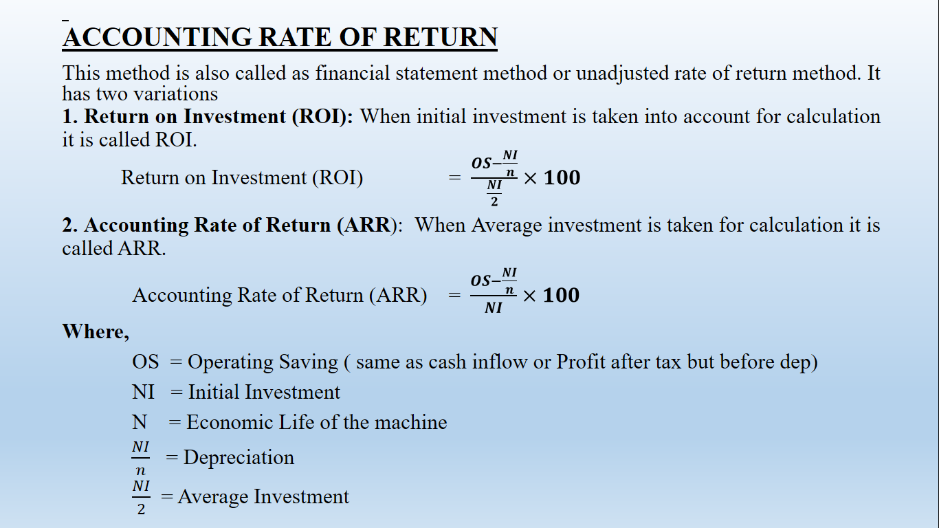 disadvantages of accounting rate of return